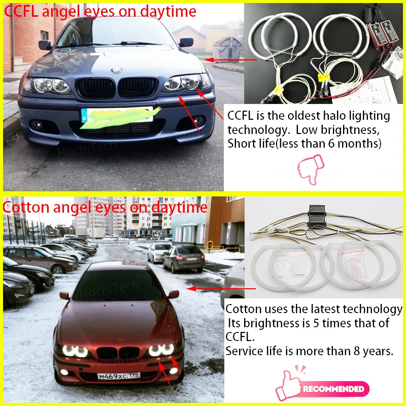 Cotton Headlight Halo Angel Demon Eyes Kit Angel Eyes Light for BMW 3 Series E30 E36 M3 333i 325i 323i 316i 318i 325td 1982-2000