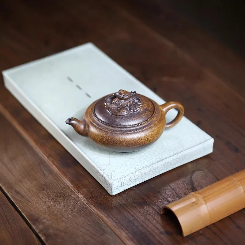 

Yixing handmade purple clay teapot, dragon bone,raw ore, gold sand,tea pot, Kung Fu tea set 280ml