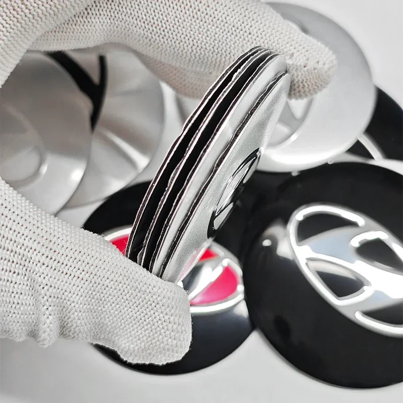 4pcs 56mm 60mm 65mm Car Wheel Center Sticker Hub Cap Decal Emblem For Hyundai Genesis I20 I30 I40 IX20 IX35 Kona Getz Veloster view 4