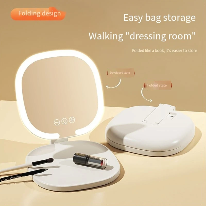 A19F-LED Makeup Mirror With Light, 1X/3X Magnification, Portable Foldable Travel Cosmetic Vanity Mirror, Ideal Gift For Women