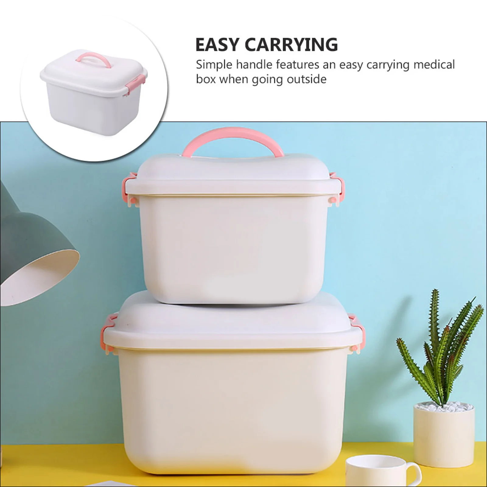 صندوق دواء متعدد الطبقات، حقيبة إسعافات أولية محمولة باللون الأبيض للمنزل والسفر في الهواء الطلق، تنظيم أدوات الأدوية وتخزين الإسعافات الأولية #3