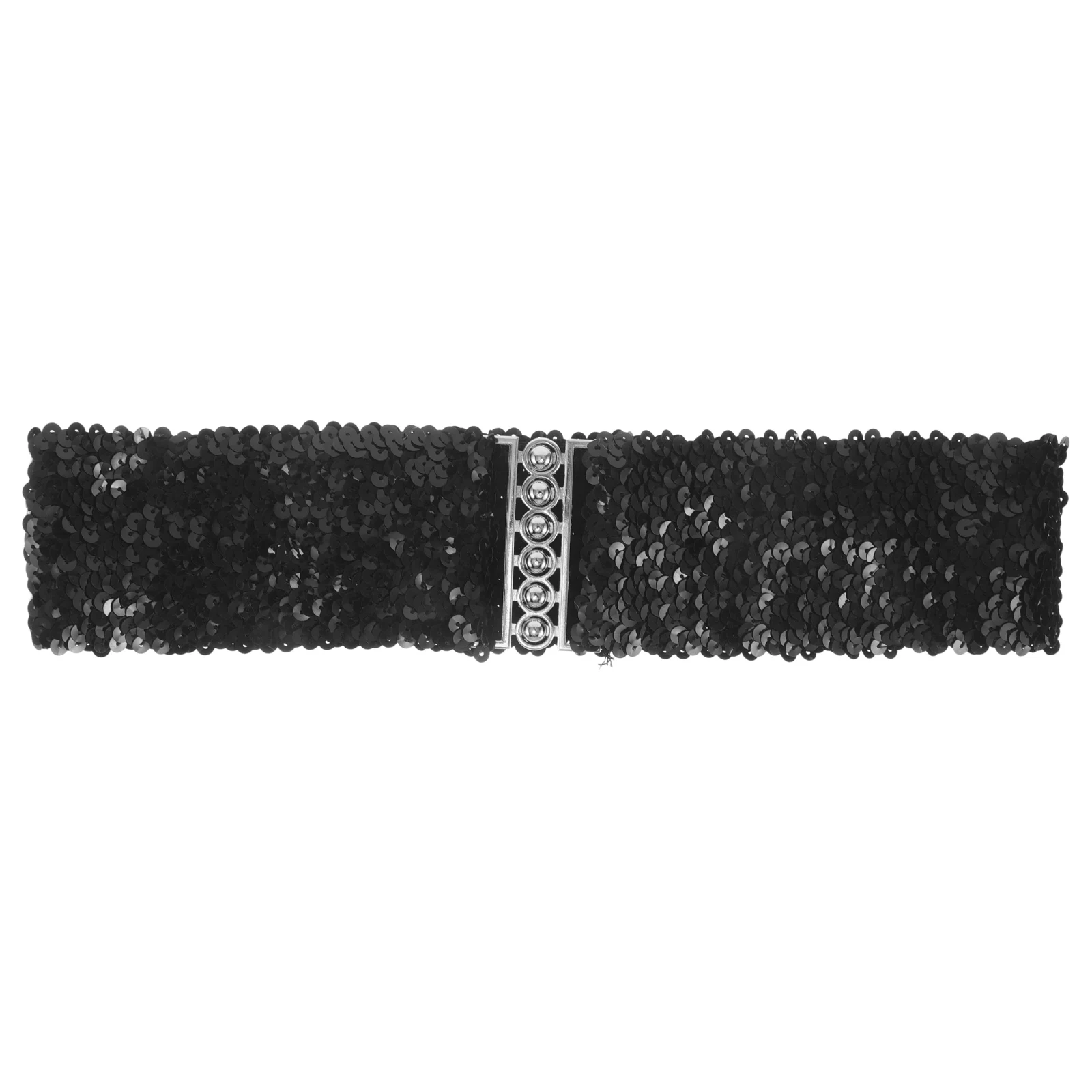 

Sequin Belt Elastic Wide Waist Dance Black Woman Decorative Sequins Dress Female Accessory Stretchy Belt Elastic Band