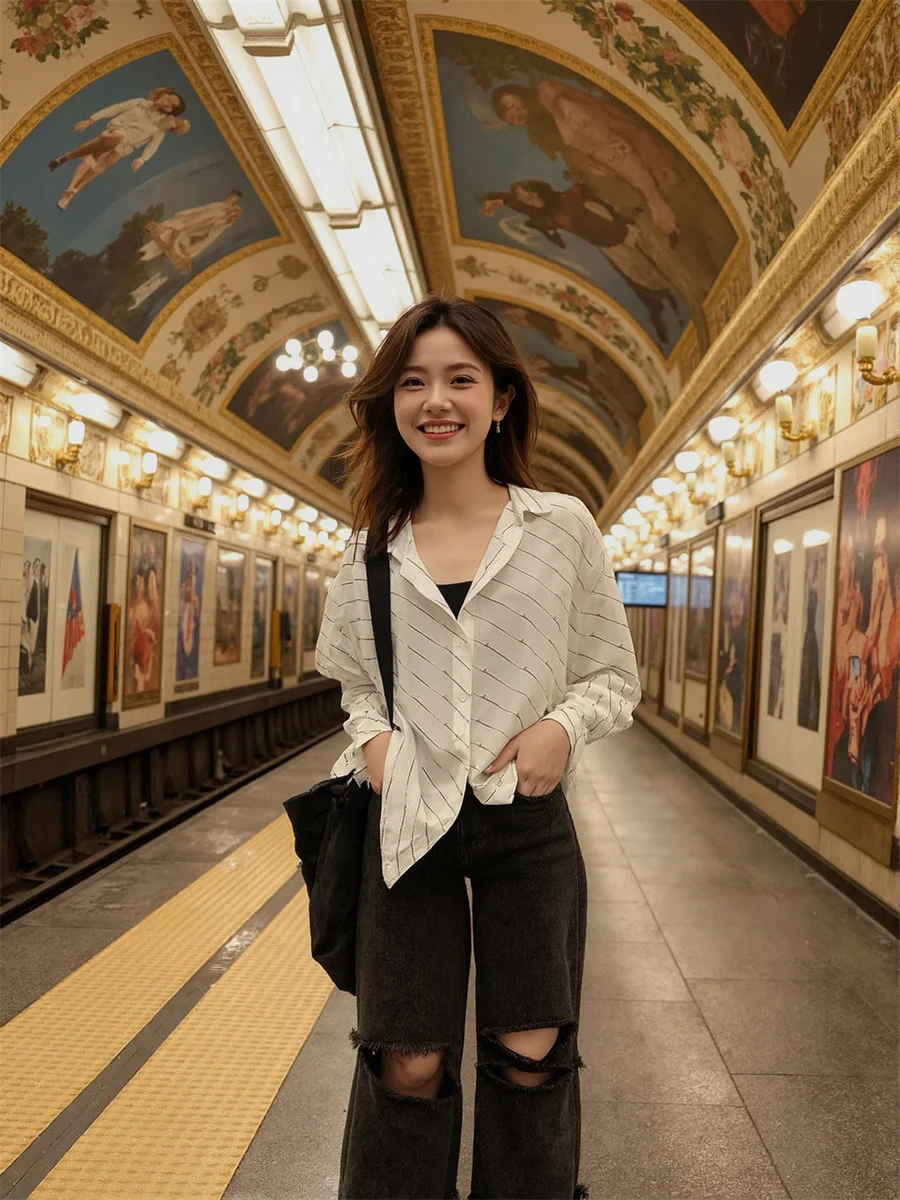 

Рваные джинсы-багги с дырками для женщин, джинсовые брюки, женская одежда, осенние, из бамбукового хлопка, зауженные, минималистичные, для работы, офиса, бизнеса, простые