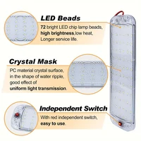 12V-80V 72LED Interior Light Bar Strip Light With Switch LED Car Interior Lamp Lighting Camper Bus Motorhome Boat Roof Light 3