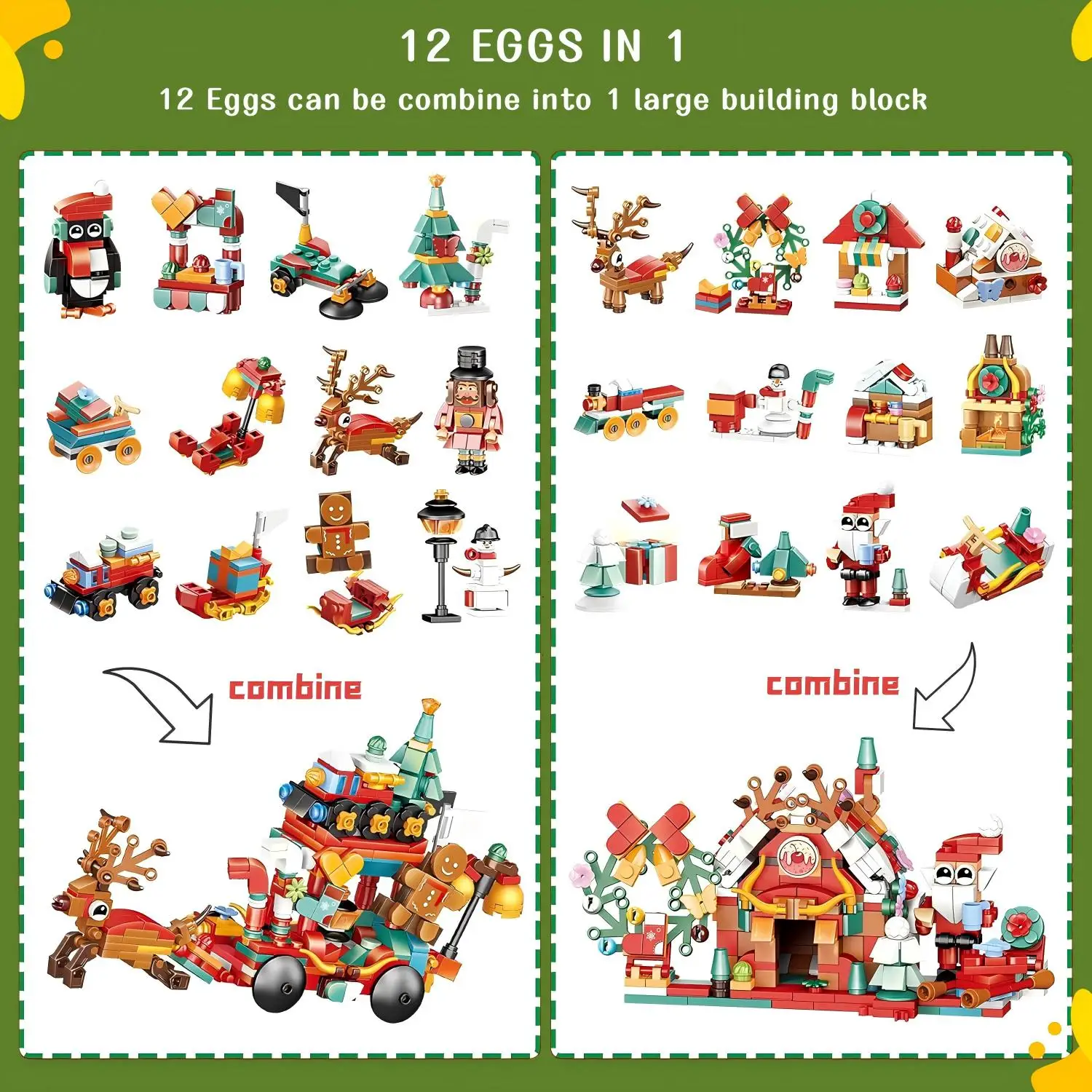 ตัวต่อโมเดลซานตาคลอสคริสต์มาส ของเล่นเด็ก ของขวัญคริสต์มาส ปฏิทินนับถอยหลังวันคริสต์มาส ชุดตัวต่อ DIY