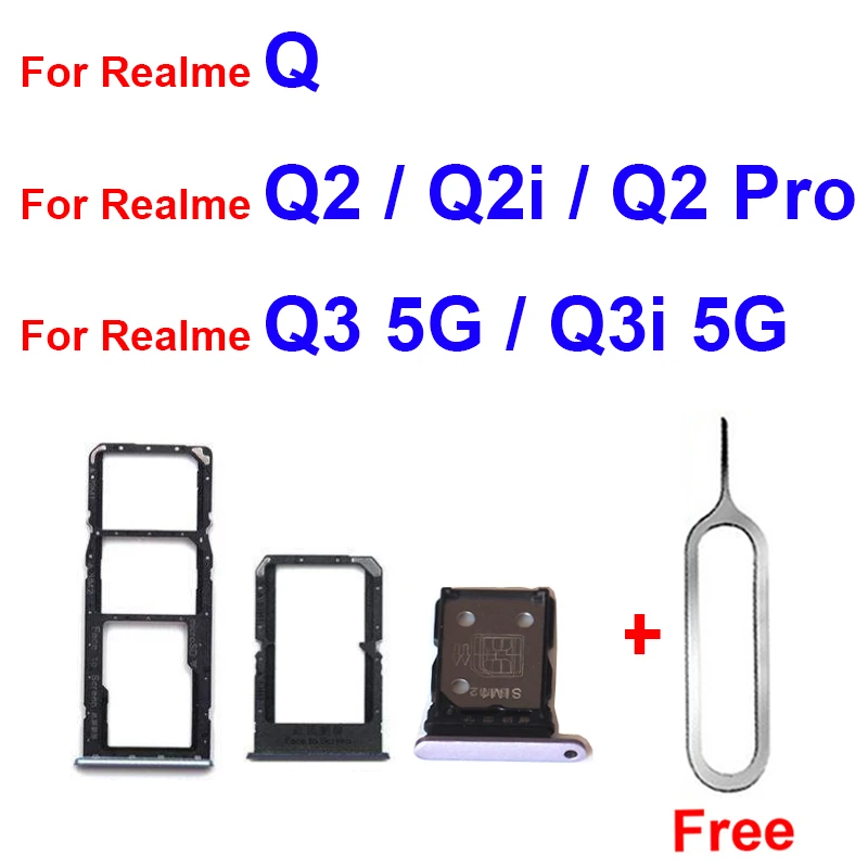 

Лоток для SIM-карты для OPPO Realme Q Q2 Q2Pro Q2i Q3 Q3i Q5 адаптер для слота для Sim-карты детали для держателя