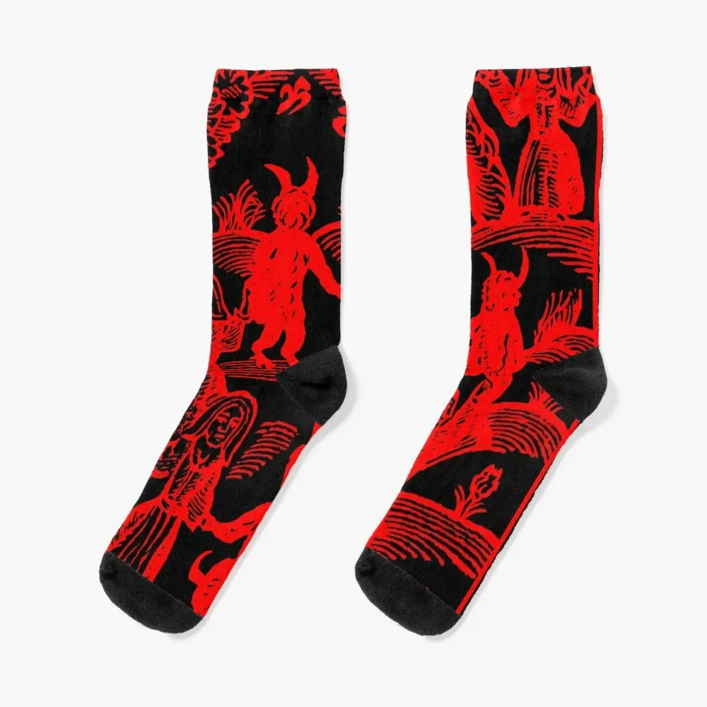 

Dance with the Devil RED Socks anti slip football winter sheer Girl'S Socks Men's