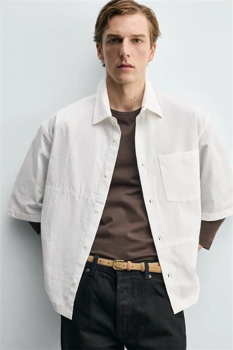

Loose Fit Casual Cotton Short Sleeve Shirt Men's Summer New Style Comfortable Breathable Fashionable Classic Collar Top