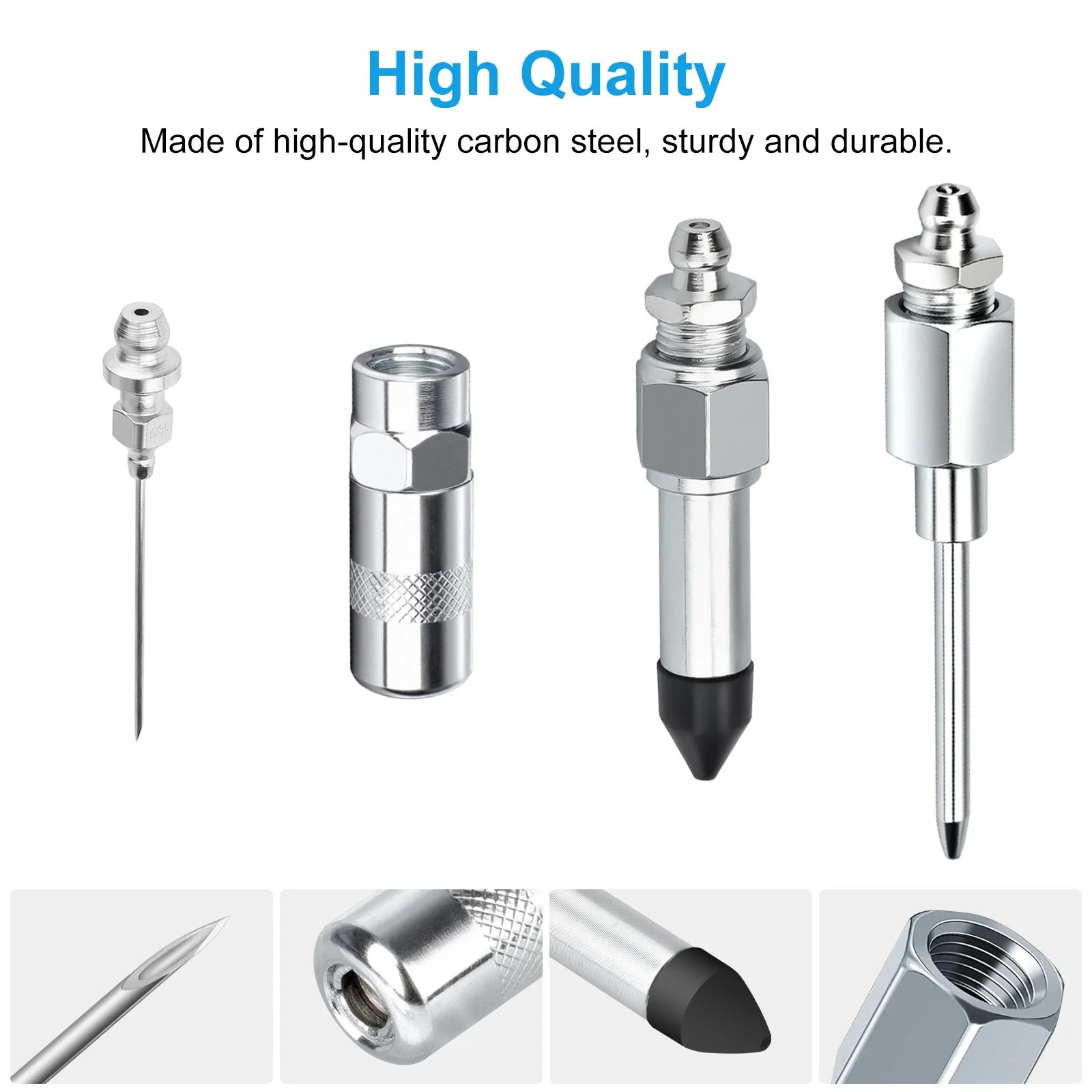 Grease Gun Needle Tip Anti Leaking Lubricating Grease Gun Injector Needle Nozzle Kit Car Repair Tools with Rubber Nipple