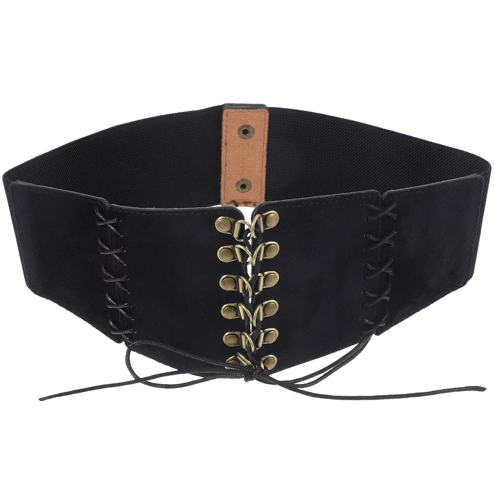 حزام مشد عريض مرن للنساء من جلد الغزال حزام خصر لفستان المعطف تفاصيل عقدة أنيقة مظهر فاخر قابل للتمدد