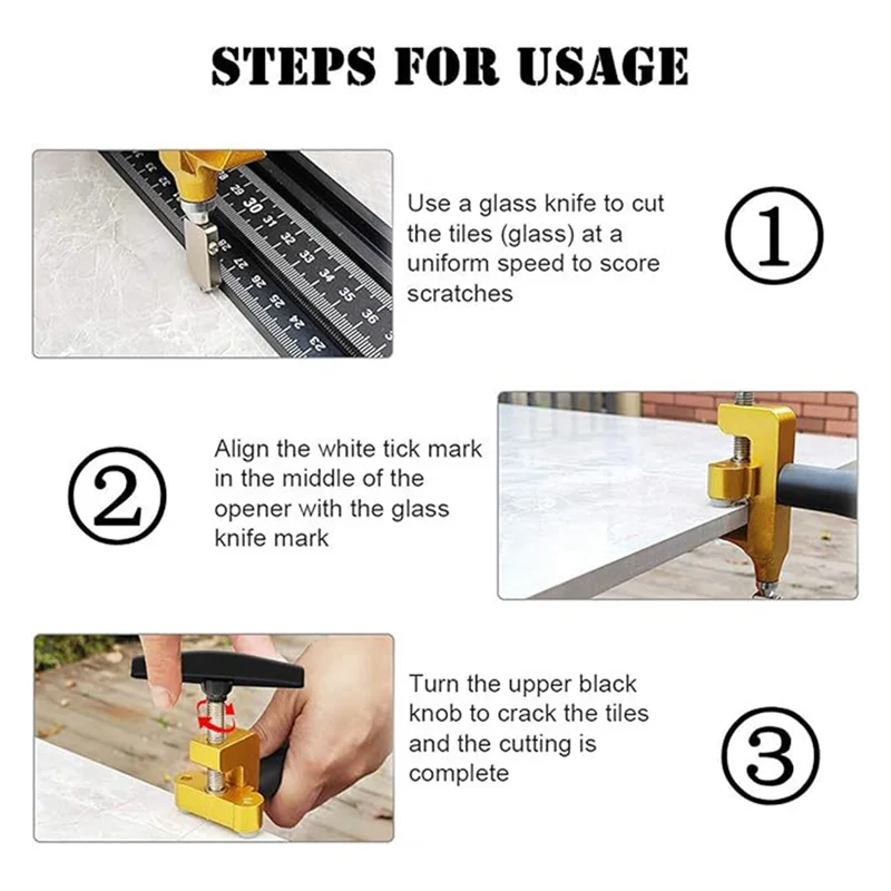 Fliesenschneider-Handwerkzeug mit 3 Wolframstahlklingen – manueller Glasfliesenschneider mit Brechzange A62X