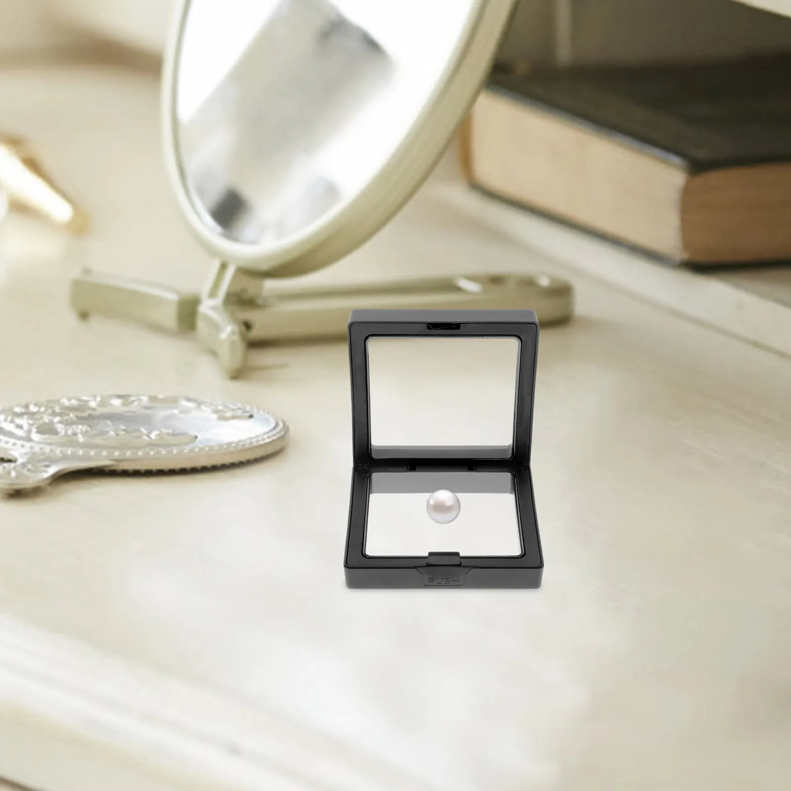 6 комплектов, черные коробки для демонстрации ювелирных изделий 7x7x2 см, прозрачный чехол из полиэтиленовой пленки для колец, браслетов, подарков, упаковки, держатель для хранения