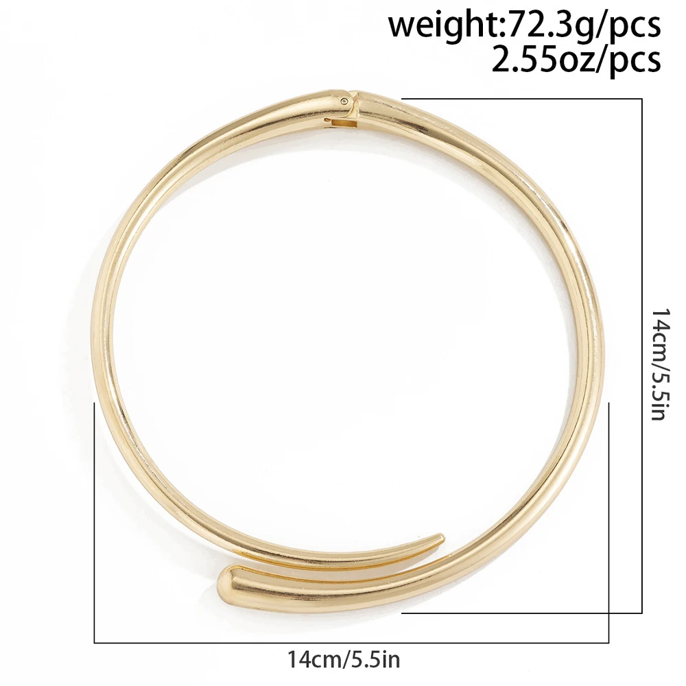 Punk Simple Irregular Torques Choker Adjustable Clavicle Accessories Statement Smooth Metal Choker Necklace Party for Women Gift