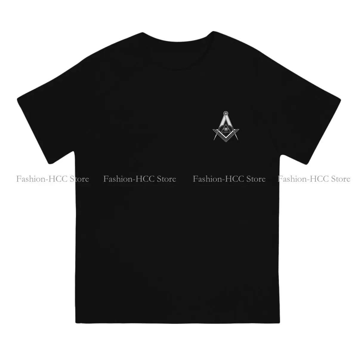 Freemason Gold Square Compass Polyester TShirts White Print Homme T Shirt New Trend Clothing