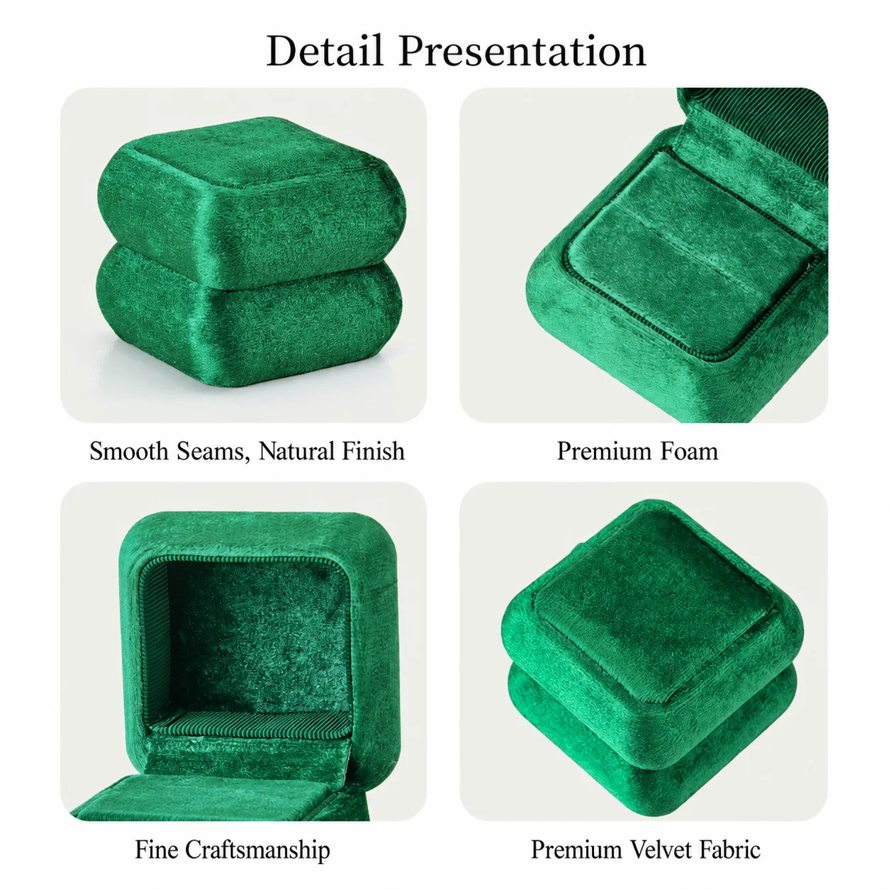Premium Velvet Rounded Square Ring Box Jewelry Gift Soft Single Jewelry Storage Case For Engagement Wedding Anniversary