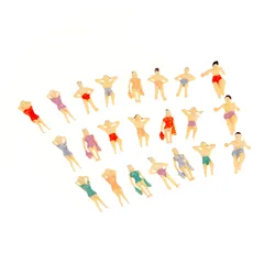 20 Pcs Multicolor Model Beach People 0.5inch/1.2cm Different Poses Scale 1:150 Miniature Figure Scenery Layout Landscape Models