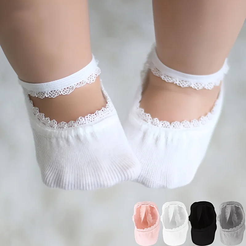 Kaus kaki bayi perempuan lucu renda pendek tipis katun bernapas tidak ada pertunjukan musim panas bayi anak baru lahir anak perempuan kaus kaki 0-5 tahun