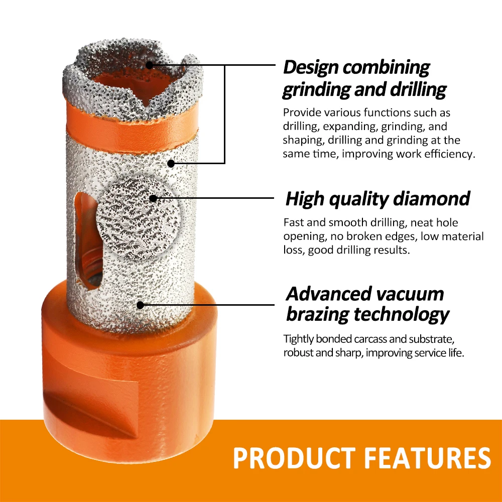BGTEC Dia35mm frese diamantate foro apri piastrelle di perforazione marmo ceramica gres granito punte diamantate filettatura M14