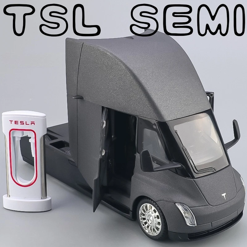 1:24 SEMI Alloy Electric Semi Trailer Truck Head Car Model Diecast Container Truck Transport Vehicles Car Model Kids Gift