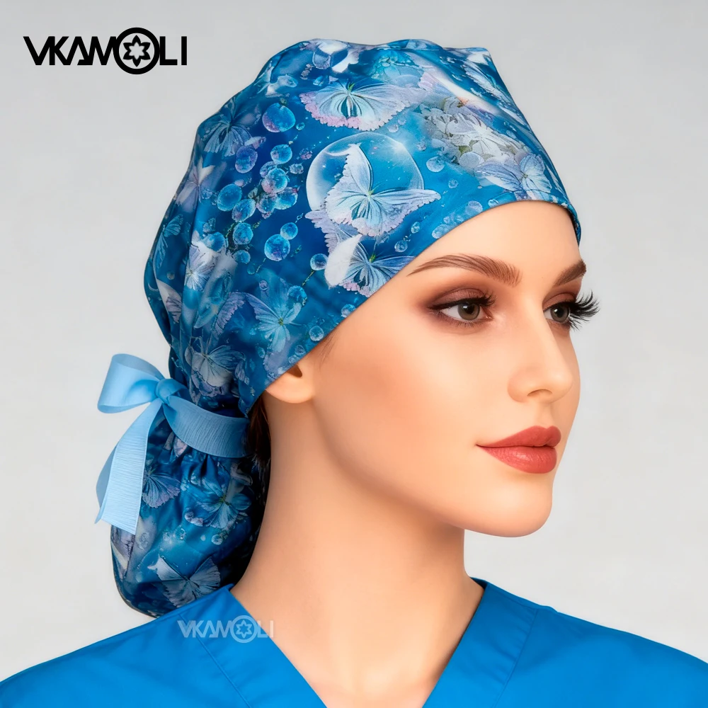 

Women's Surgical Hat Long Hair Working Nursing Scrub Hat Satin Lined Scrub cap Doctors and Nurses