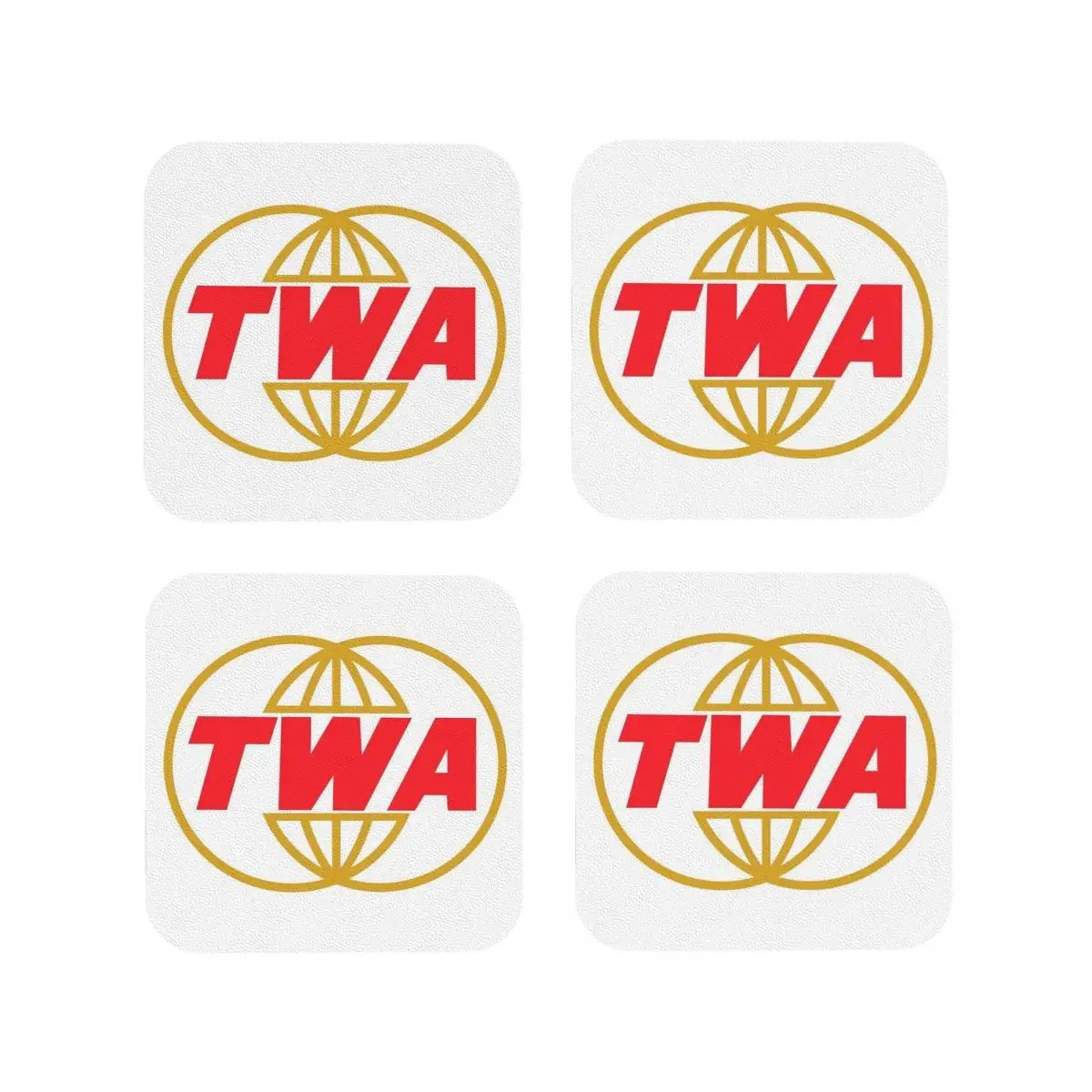 TWA Airlines - Vintage Log Coasters Kitchen Placemats Non-slip Insulation Cup Coffee Mats For Decor Home Tableware Pads Set of 4