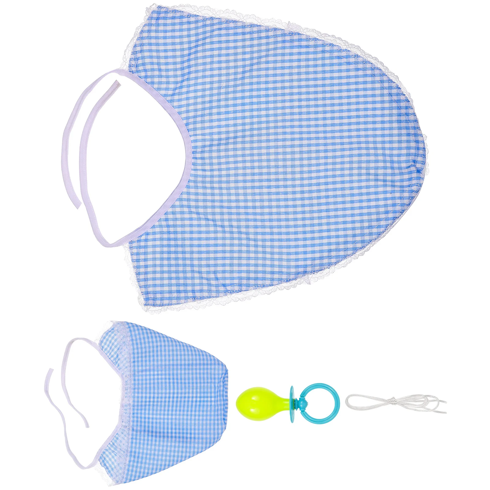 

3 pcs Baby Pacifier Bib Hat Set Funny Props Costume for Adult Toddler Party Accessories Kids Clothing Reusable Washable