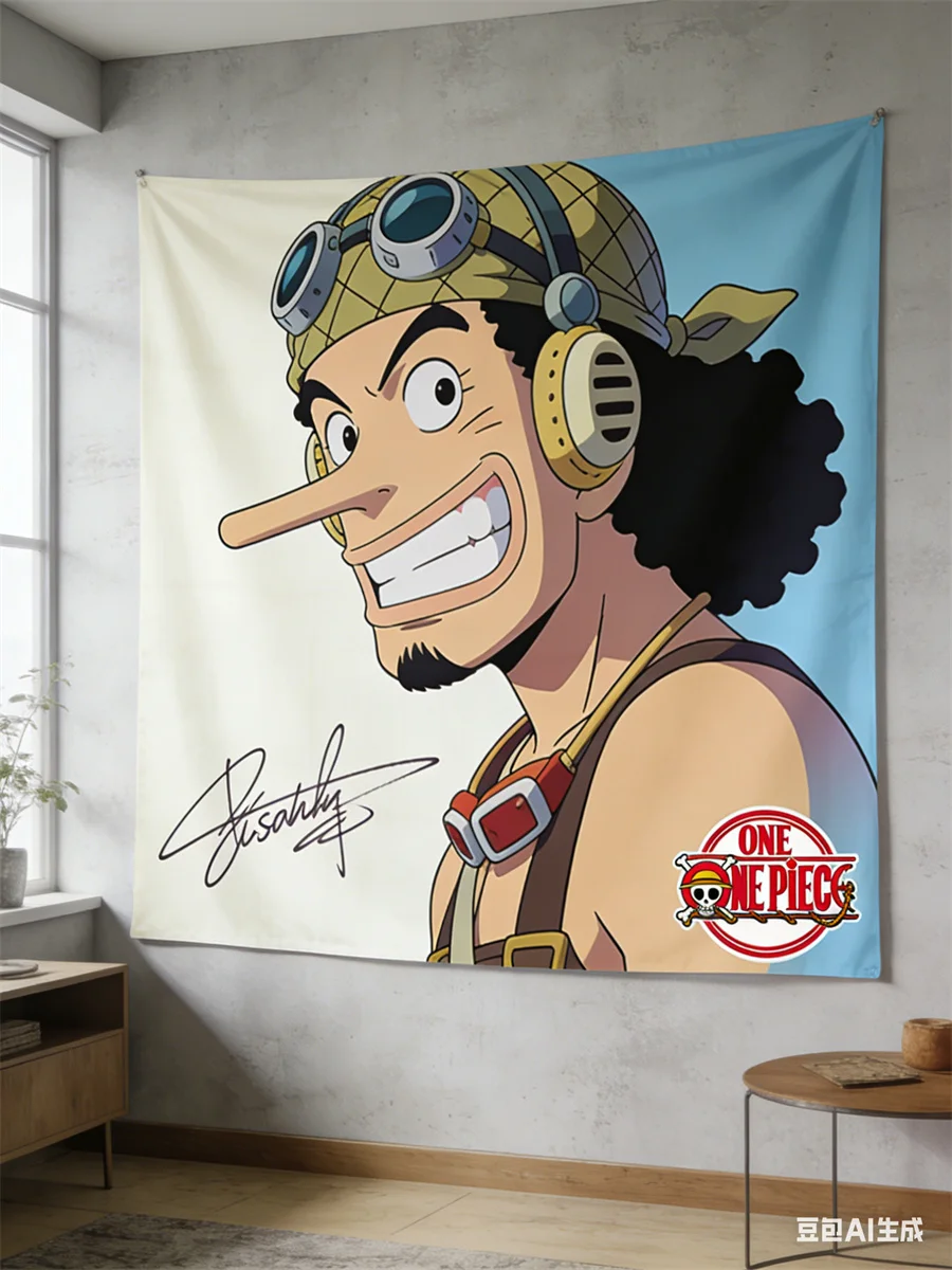 One Piece Luffy 3D-Effekt Wandteppich - Anime Piratenflaggen-Thema Hängende Dekoration für Schlafzimmer, Wohnzimmer & Studentenwohnheim
