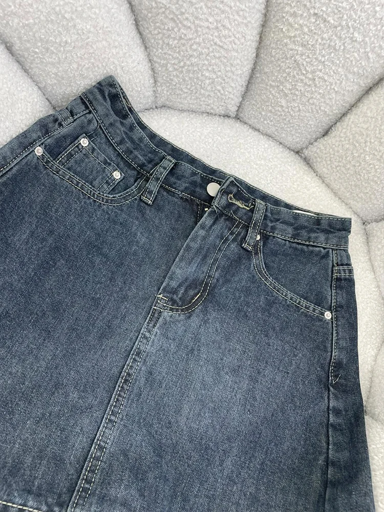 Retro Amerikaanse Denim A-lijn Rok Dames Hoge Taille Slim Fit Bodycon Rok F-lengte Rokken Woon-werkverkeer Koreaanse Sle Butt...