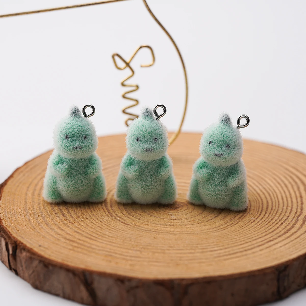 30pcs mini resin charms 3D Flocking Cartoon Dinosaur Pendant for make Keyring necklace cute Bag Backpack Decoration Accessories