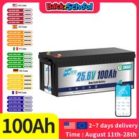 HRBEEnergy 24V 100Ah LiFePO4 Lithium Battery Built-in 100A BMS,6000+ Cycle,Battery,Max.2560W Load Power,for RV, Solar,Overland