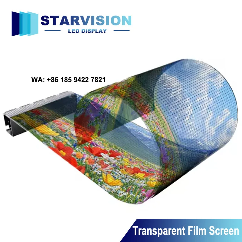 P6 P8 P10 Flexible Transparent Film Screen Self-Adhesive LED Display for Glass Window
