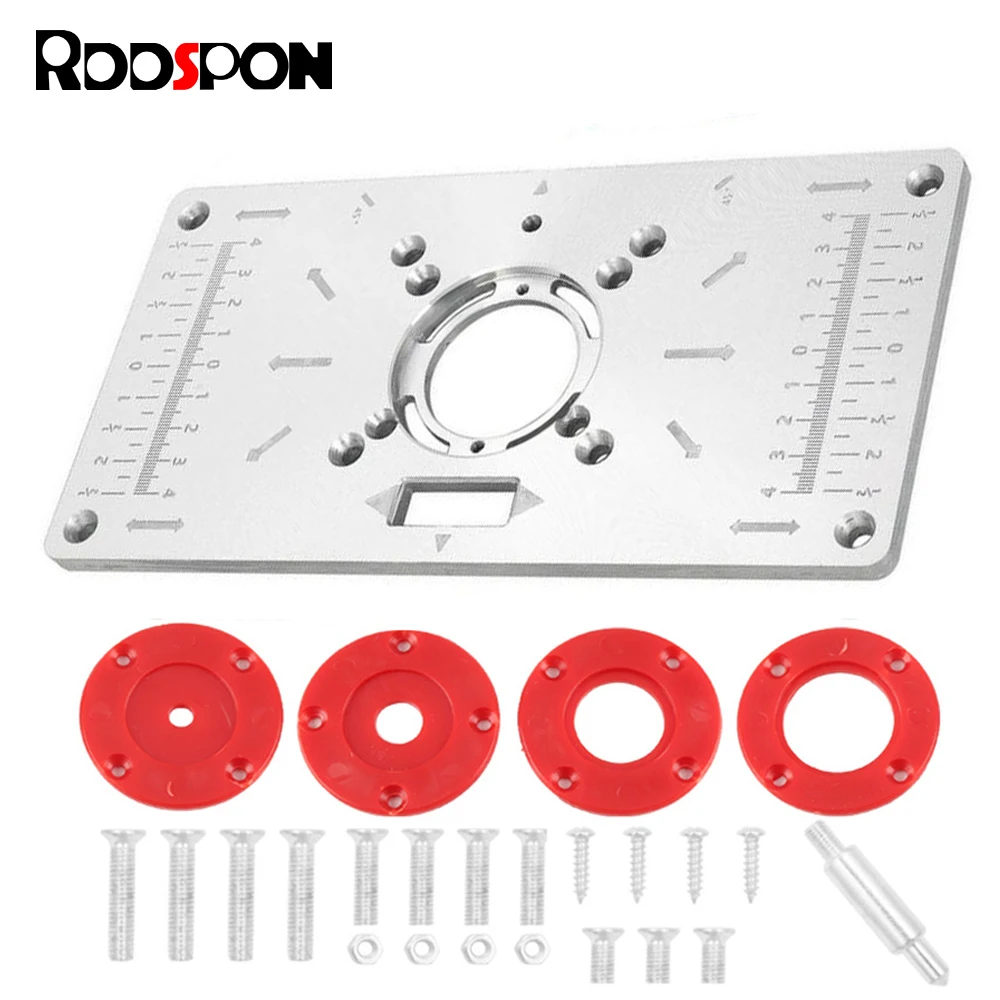 

Multifunctional Aluminum Router Table Insert Plate Trimmer Engraving Machine Woodworking Bench Router Plate Mesa With Rings