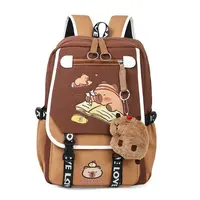Mochilas Capybara, Mochila escolar para adolescentes, Mochila impermeable para niñas y niños, Mochila de viaje para mujeres, Mochila con llavero de felpa