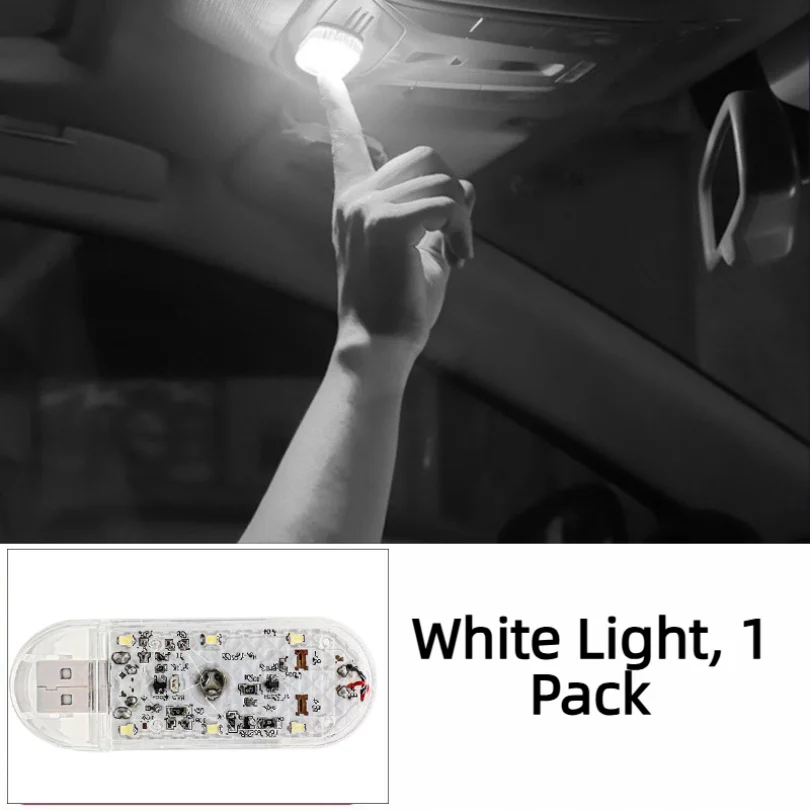 Car USB voice-controlled night light, ambient light, multifunctional storage box lighting with strobe light