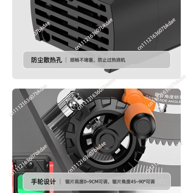 2000W Woodworking Mini Table Saw Household Sliding Table Saw Multifunctional Cutting Machine for Cutting Board
