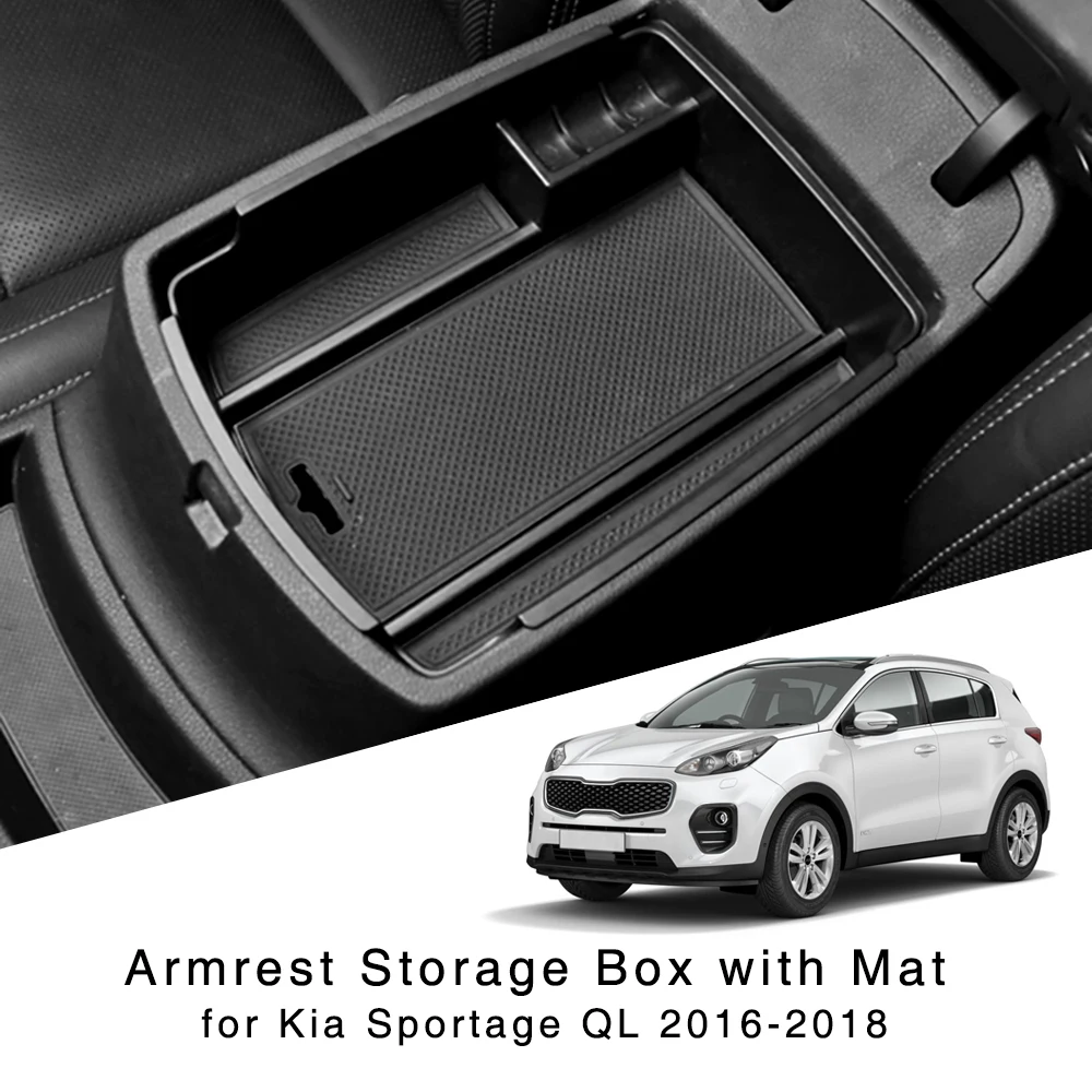 

Armrest Storage Box Holder for Kia Sportage QL 2016 2017 2018 2019 Interior Organizer Central Console Glove Tray