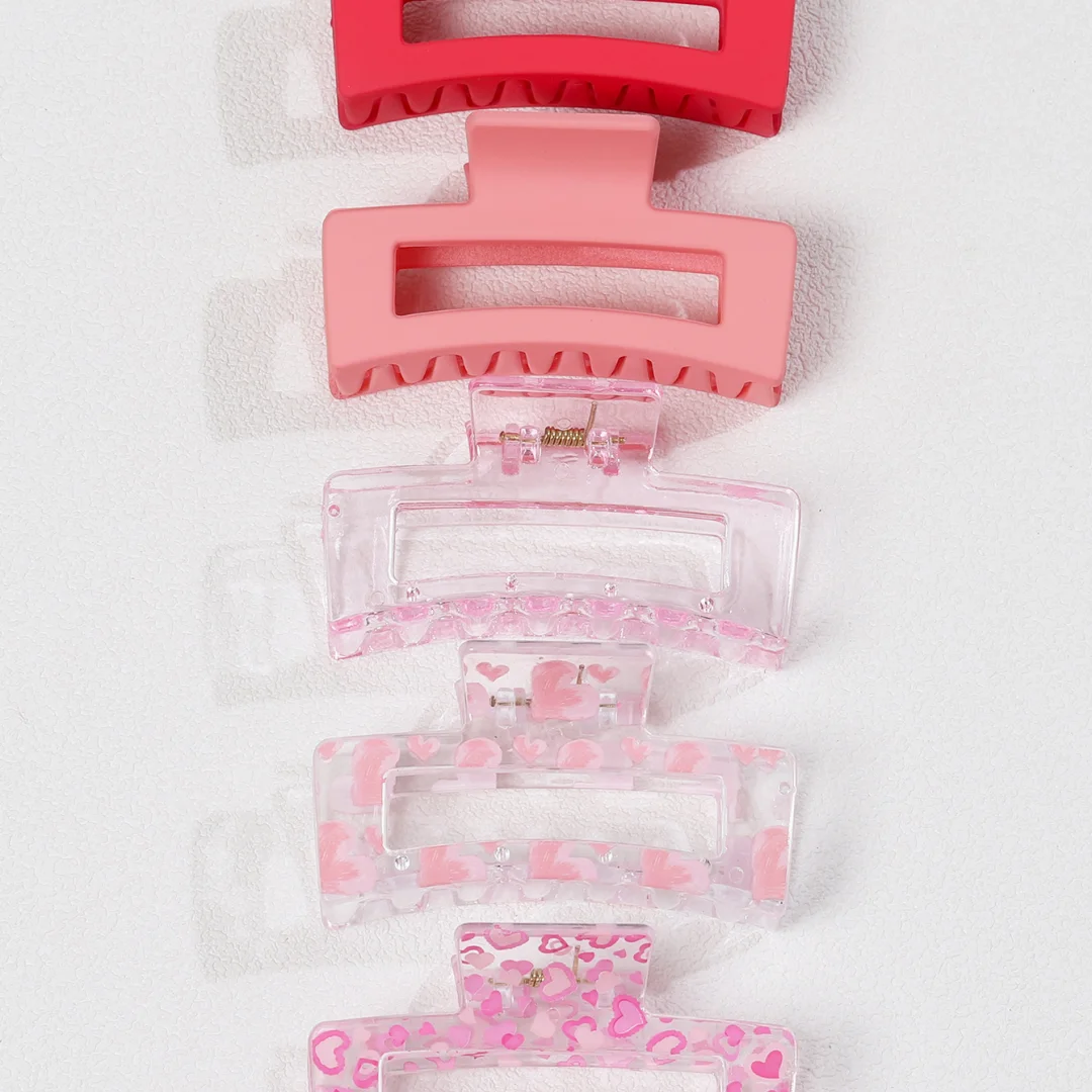 الصيف الحلو القلب طباعة مقاطع الشعر 5 قطع مجموعة نقل الحرارة مربع القرش كليب للنساء الفتيات إكسسوارات الشعر الساخن بيع