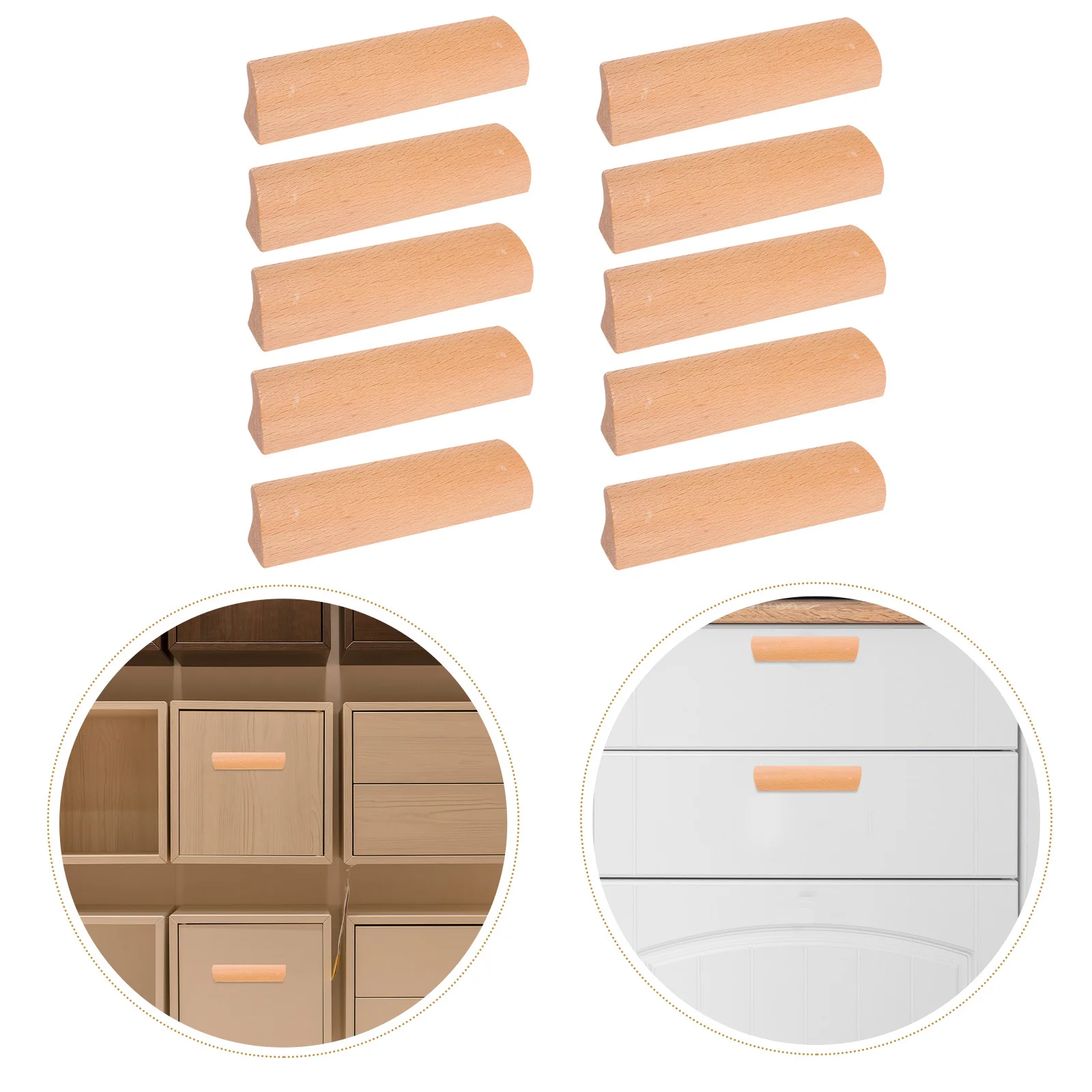 

10Pcs Solid Wood Drawer Handles Natural Grain Pulls for Kitchen Wardrobe Cabinet Furniture Door Knobs Decorative Furniture Pulls