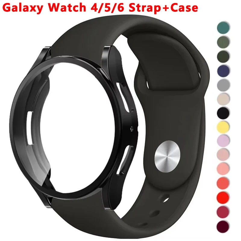 Uhrengehäuse + Armband für Samsung Galaxy Watch 4/5/6 40 mm 44 mm, Ersatz-Silikonarmband, Armband Galaxy Watch 6 5 4 44 mm 40 mm