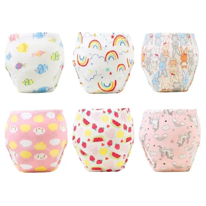 

6PC Baby Diapers Reusable Nappies Cloth Diaper Nappy Washable Toddler Girl Boy Waterproof Cotton Training Pant Underwear