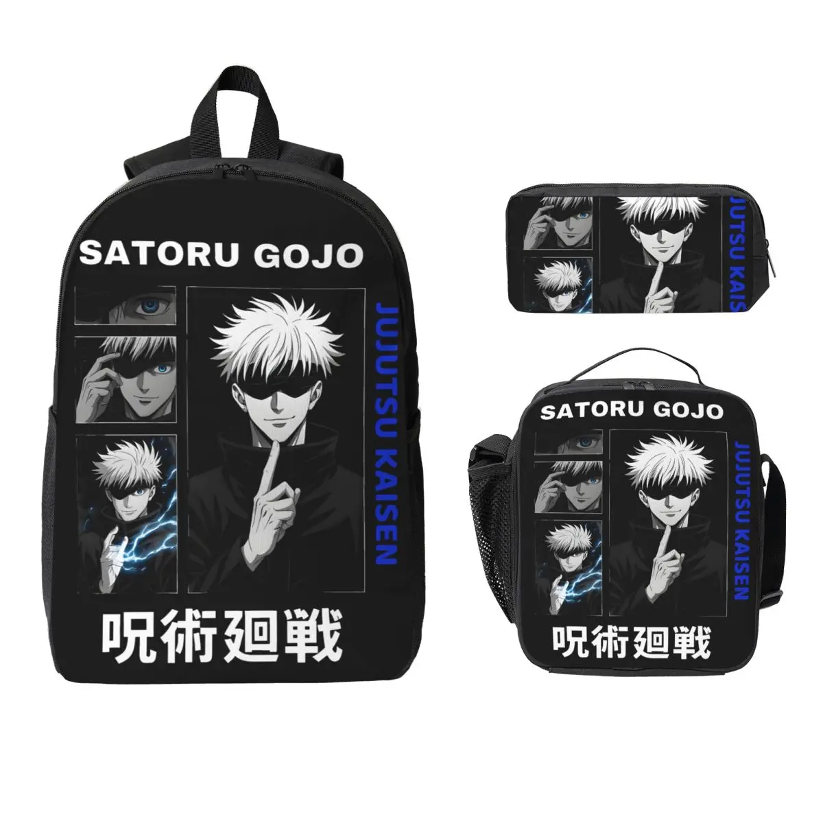 

3Pcs Jujutsus Kaisens Backpack Set for Girls Boys Pen Bags Bookbag Sets with Lunch Box For School Students Knapsack