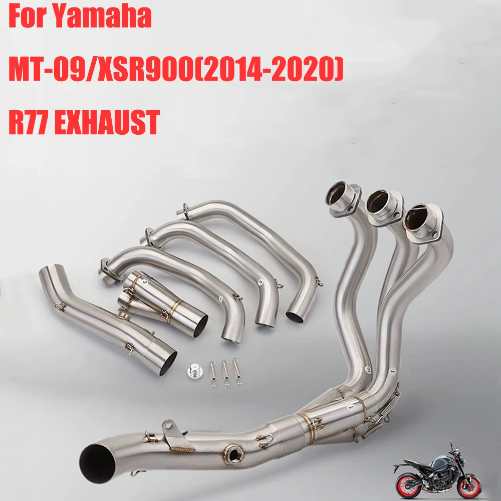 Escape Front Link Rohr Schalldämpfer Motorrad Auspuff Komplette Systeme Für Yamaha MT09 2014-2020 FZ09 FJ09 TRACER900 GT XSR900 2016-2020