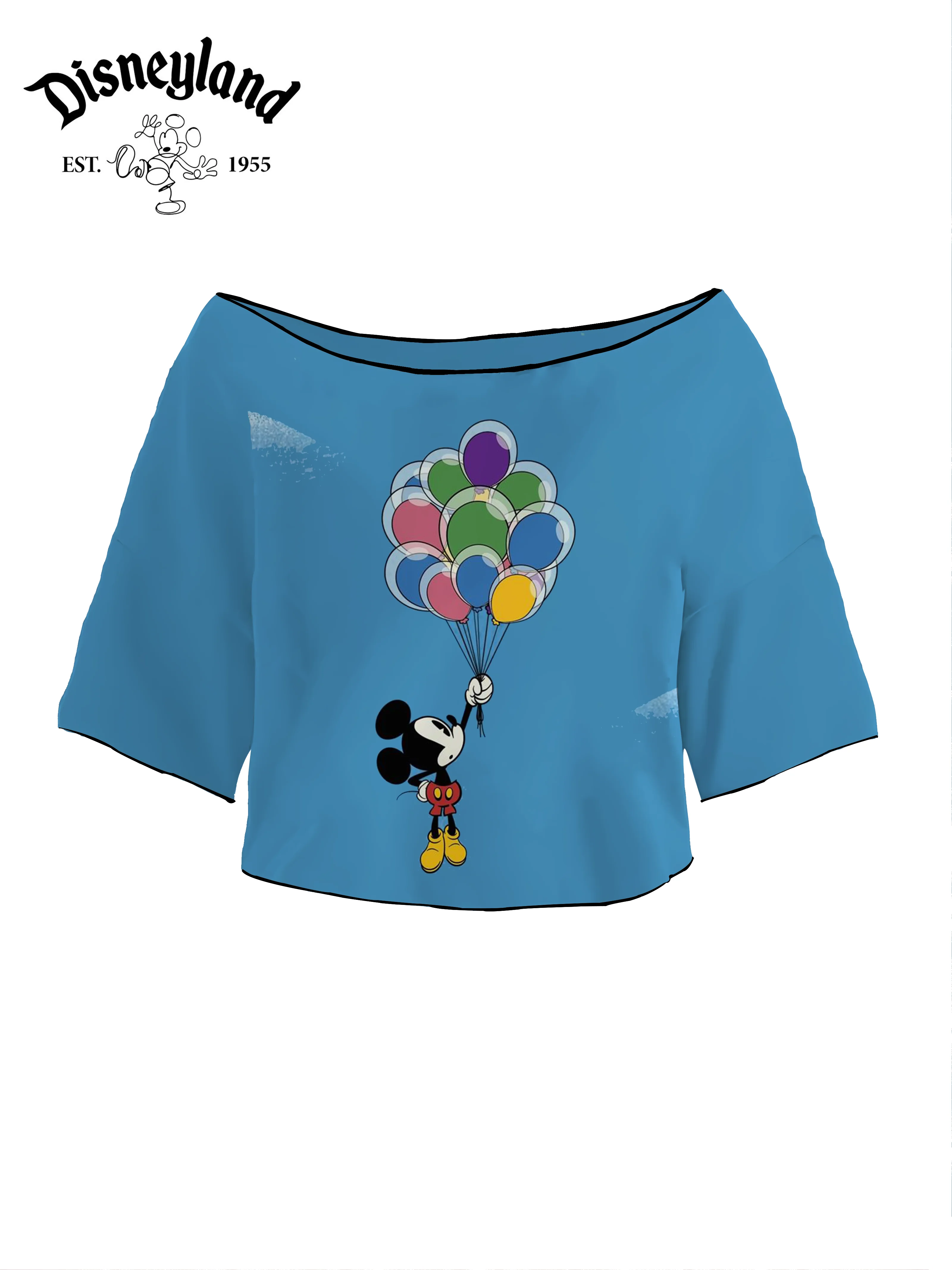 Short Sleeve Mickey Summer Clothes Women 2024 Disney T-shirts Woman Clothing T-shirt Crop Tops Sexys Lettuce Trim Y2k Kpop Top