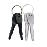 1 Set Stainless Steel Mini EDC Multifunction Screwdriver Key Shape Slotted Screwdrivers Keychain Pocket Repair Tool