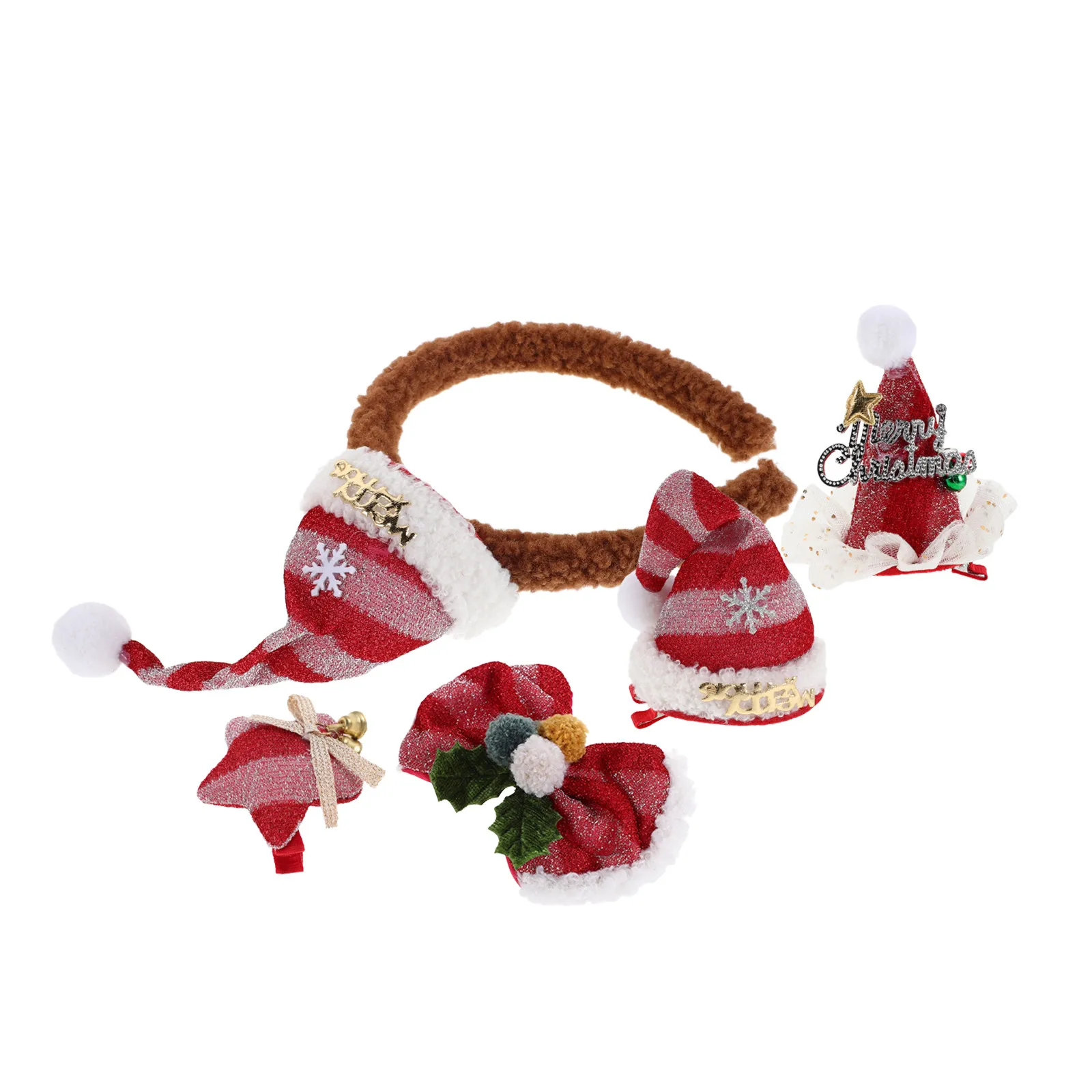 1Set Christmas Hair Clips Set Santa Hat Barrettes Dress Up Headband Holiday Party Favors Cute Alligator Clips for Women