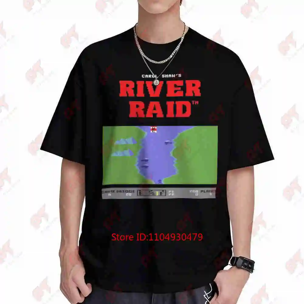 River Raid C64 8 Bit Commodore 64 Short Sleeve Tee 100% Cotton T-Shirt