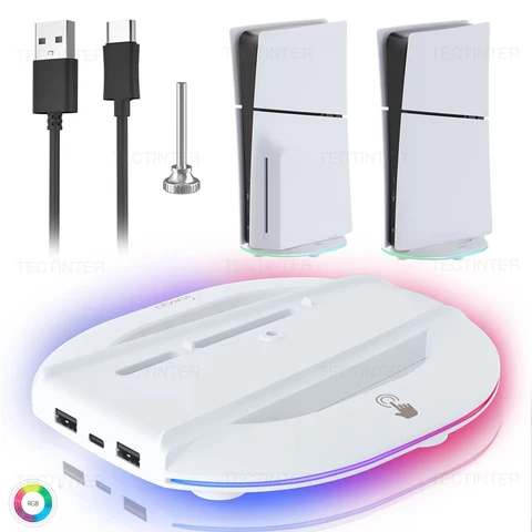 Vertical Cooling Stand with RGB Light for PS5 Slim Disc/Digital Edition…