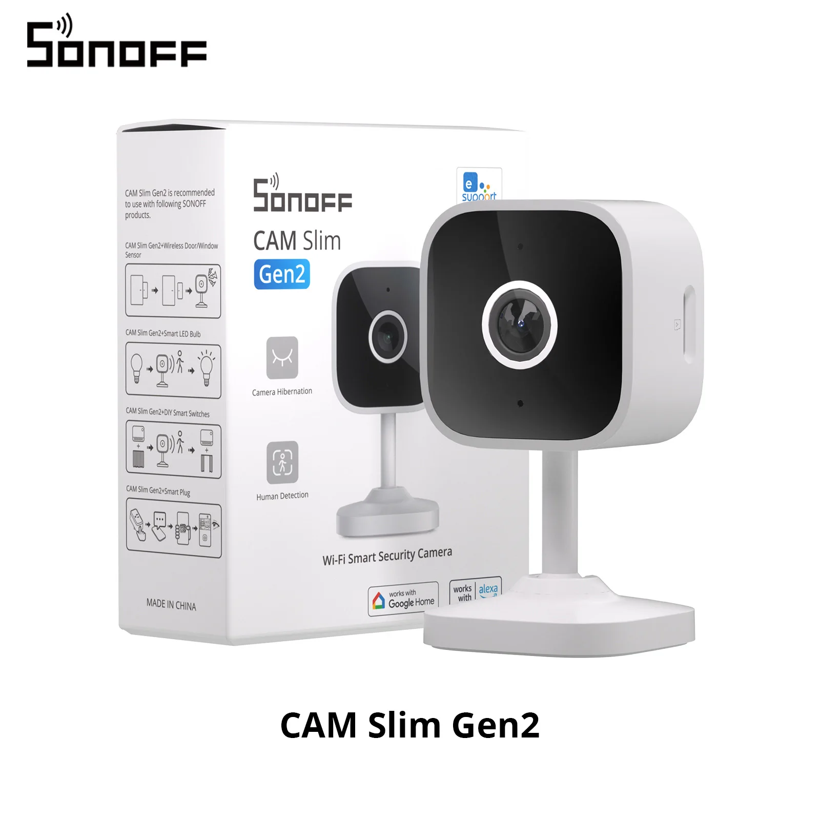 

SONOFF CAM Slim Gen2 WiFi Smart Home Security Camera 1080P HD Motion Detection Two-way Audio Night Vision Support Alexa Google