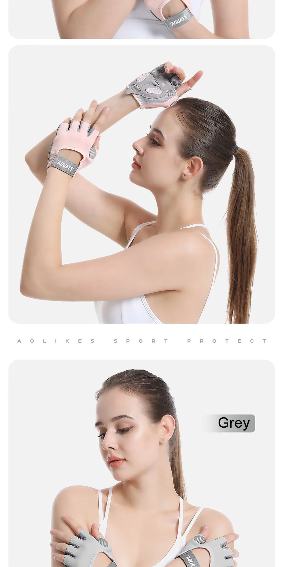 AOLIKES Atmungsaktive Fahrradhandschuhe Workout Gym Handschuhe für Männer Frauen Gewichtheben Fingerlose Handschuhe Training Übung Fitness – Detail 14