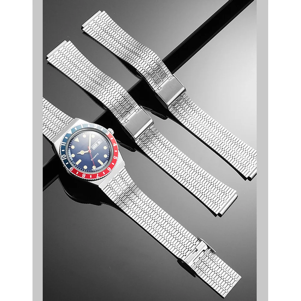 ل Timex Q TIMEX سلسلة 18 مللي متر الفولاذ المقاوم للصدأ حزام ساعة اليد TW2T80700 TW2U61300 TW2U61200 ريترو المعادن حزام الساعات استبدال سوار